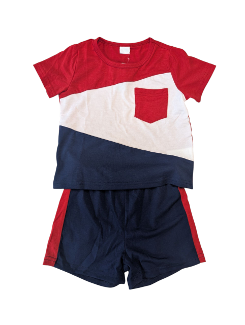 Color Block Pocket T-Shirt and Shorts Set