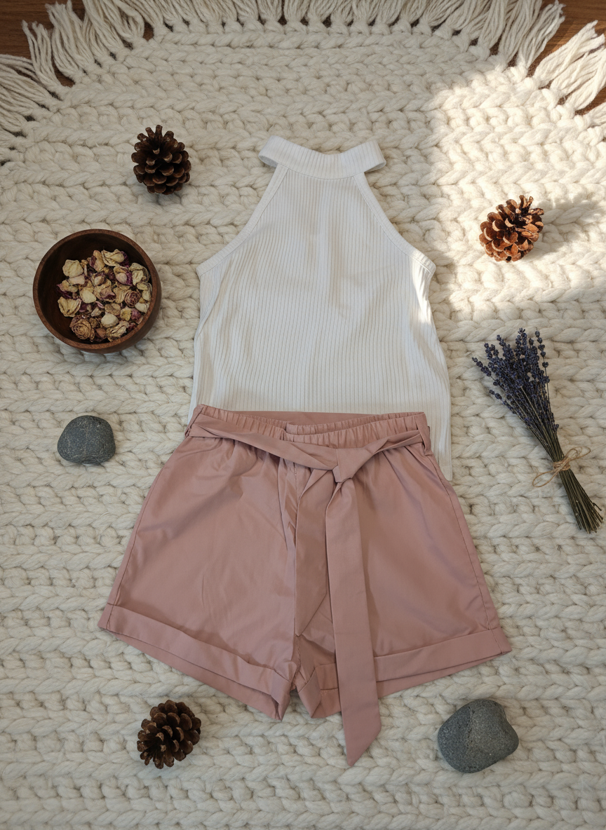 Halter Tank and Pink Short Set