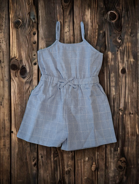Blue Plaid Romper