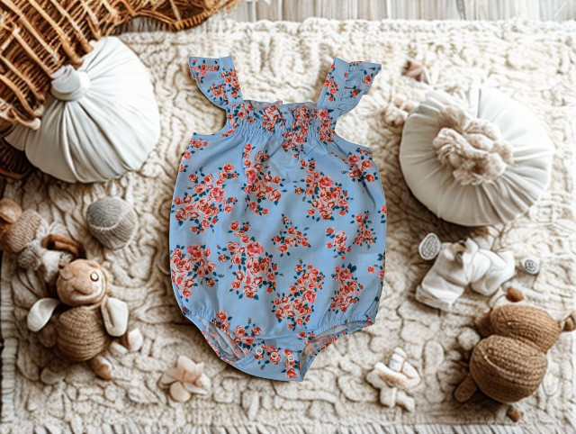 Blue Floral Romper