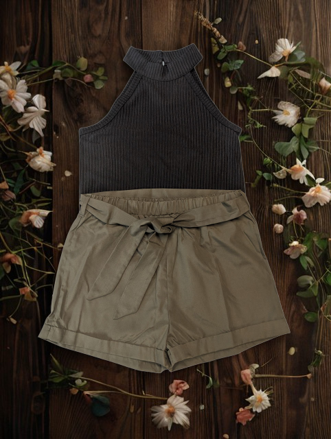Halter Tank and Black Short Set