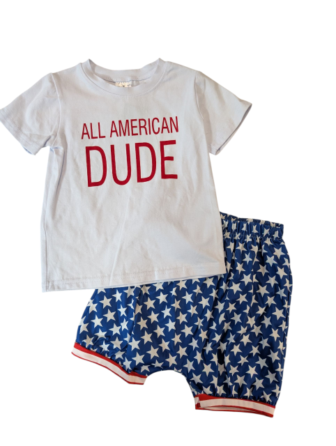 All American Dude T-Shirt and Star Shorts Set