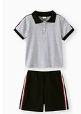 Striped Polo Shirt and Shorts Set