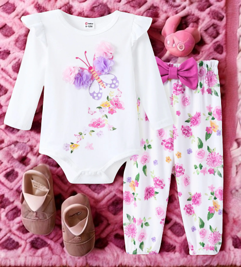 Butterfly Long Sleeve Onesie and Pant Set