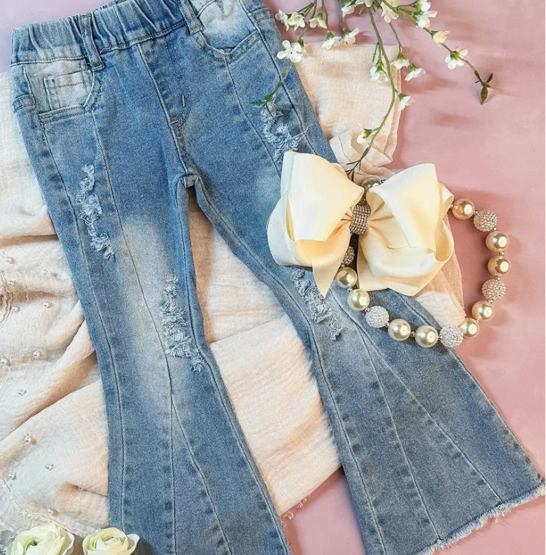 Faded Denim Bell Bottom Jeans