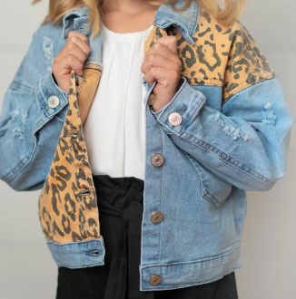 Leopard Denim Jean Jacket
