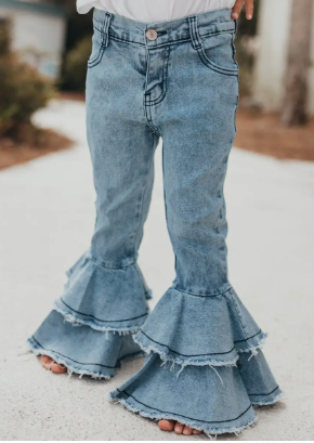 Double Ruffle Denim Jeans