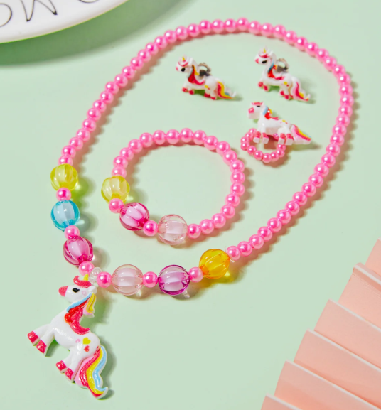 Unicorn Necklace, Earrings, Bracelet, Ring Set